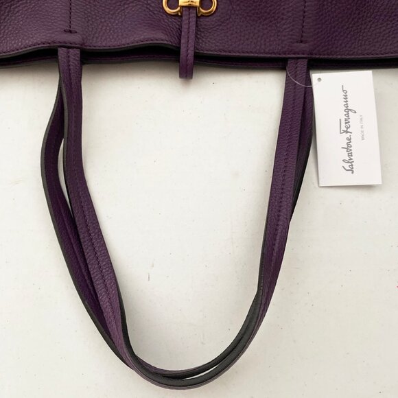 Salvatore Ferragamo Gina Mirtillo Leather Tote Bag - Picture 7 of 11